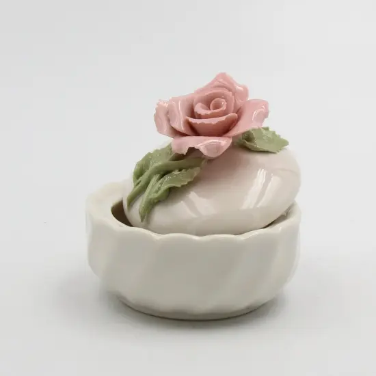 Ceramic Rose Flower Jewelry Box, Home D&eacute;cor, Gift for Her, Gift for Mom, Vanity D&eacute;cor, Valentine&rsquo;s Day D&eacute;cor, Romantic D&eacute;cor {2}