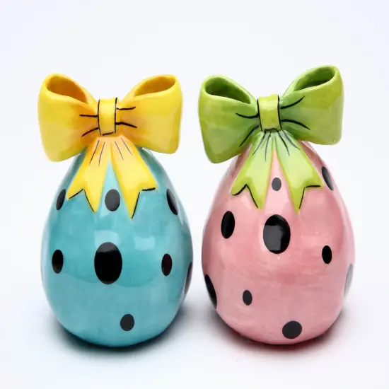 Hand Painted Ceramic Blue & Pink Dotted Salt & Pepper Shakers, Home D&eacute;cor, Gift for Her, Gift for Mom, Kitchen D&eacute;cor {3}