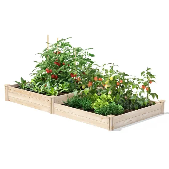 Natural Pine Wood 2-Tier Raised Garden Bed with Dovetail Joints {2}