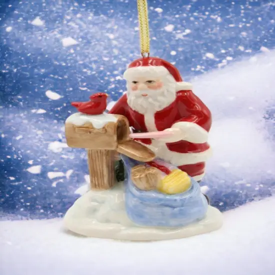 Ceramic Christmas Santa With Mail Box Ornament, Home D&eacute;cor, Gift for Her, Gift for Mom, Kitchen D&eacute;cor, Christmas D&eacute;cor {1}