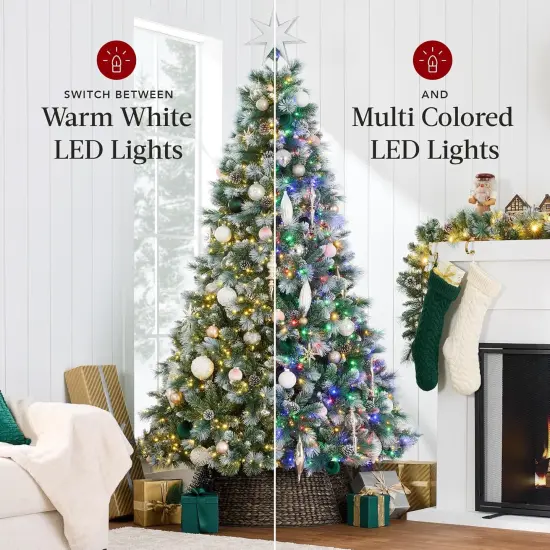 Frosted Scotch Pine Christmas Tree Cordless Setup with 1,320 Tips & 2-in-1 LED Lights for indoor holiday decoration {9}