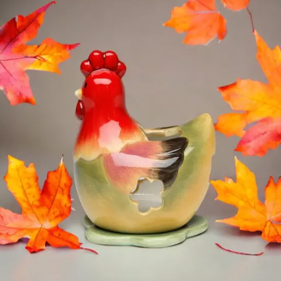 Ceramic Green Hen Tea Light Candle Holder, Home D&eacute;cor, Gift for Her, Gift for Mom, Kitchen D&eacute;cor, Farmhouse D&eacute;cor, Fall Decor {1}