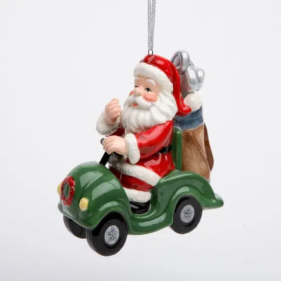 Ceramic Christmas Golf Cart Santa Ornament, Home D&eacute;cor, Gift for Her, Gift for Golfer, Gift for Mom, Kitchen D&eacute;cor, Christmas D&eacute;cor {3}