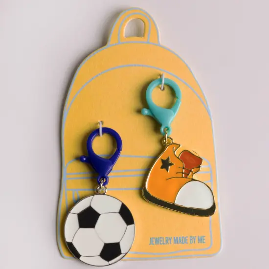 Enamel Soccer Ball and High-Top Sneaker Backpack Charm Set of 2 {2}