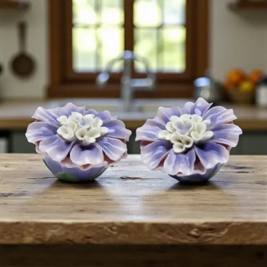 Ceramic Dahlia Flower Salt & Pepper Shakers, Home D&eacute;cor, Gift for Her, Gift for Mom, Kitchen D&eacute;cor, Dining Table D&eacute;cor, Wedding Decor {2}