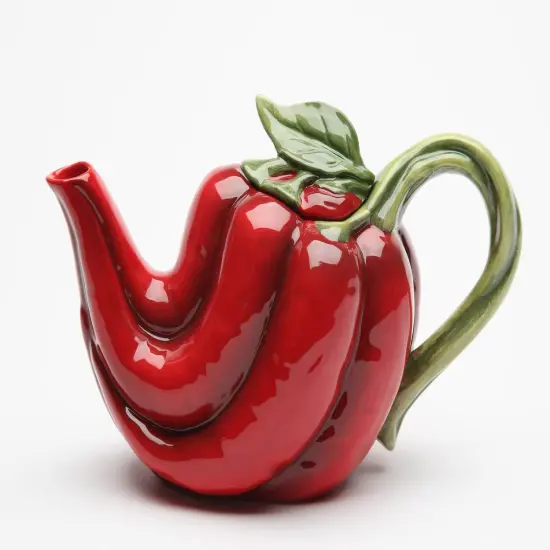 Hand Painted Ceramic Red Chili Pepper Teapot, Gift for Her, Gift for Mom, Tea Party D&eacute;cor, Caf&eacute; D&eacute;cor, Farmhouse D&eacute;cor {3}