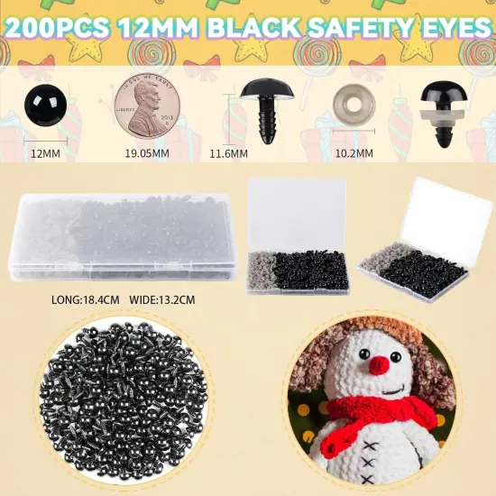 400pcs 12mm Safety Eyes for Amigurumi with Washers {2}