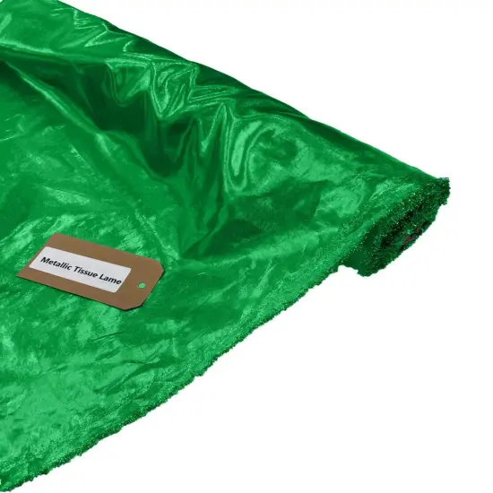 1 Yard Metallic Tissue Lame Fabric Lightweight Shiny Draping Material for Decor and Craft Green {1}