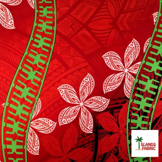 1 Yard Plumeria Peachskin Fabric With Curved Double Border For Apparel Crafts And Elegant D&eacute;cor 45 Inch Red {1}