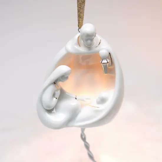 Ceramic Holy Family Nativity Lighted Cover Ornament, Home D&eacute;cor, Religious D&eacute;cor, Religious Gift, Church D&eacute;cor, Baptism Gift {2}