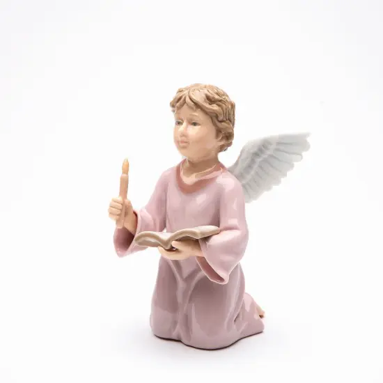 Ceramic Angel Holding Book and Candle Figurine, Home D&eacute;cor, Religious D&eacute;cor, Religious Gift, Church D&eacute;cor, Baptism Gift {3}