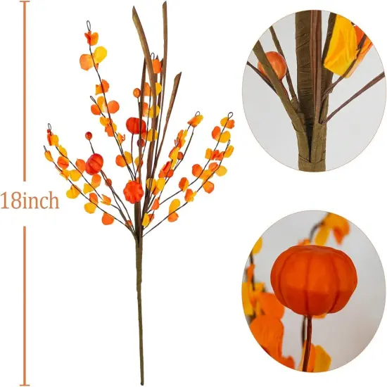 6 Pcs 17.3&rdquo; Fall Floral Stems with Pumpkins {5}