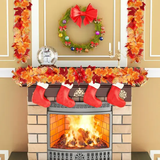 Artificial Fall Garland Maple Leaf, Hanging Vine Garland Artificial Fall Leaves {4}