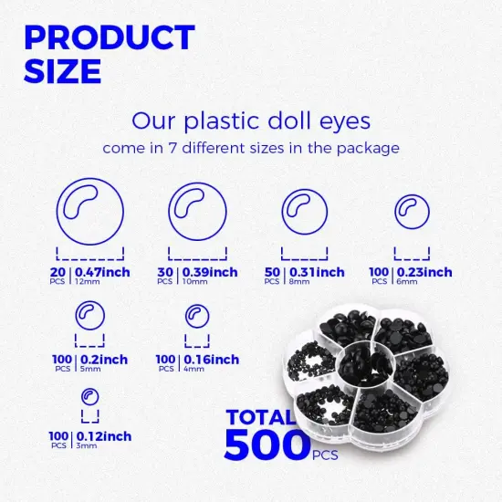 500PCS Black Plastic Round Eyes {5}