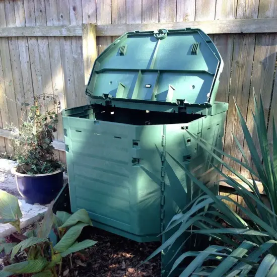 Green Heavy-Duty Recycled Plastic 240 Gal Home Compost Bin with Dual Access Doors {3}