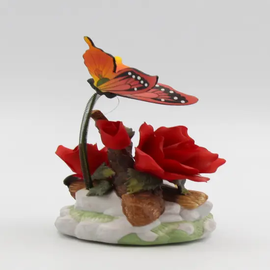Ceramic Red Rose with Butterfly Figurine, Home D&eacute;cor, Gift for Her, Gift for Mom, Nature Lover Gift {3}