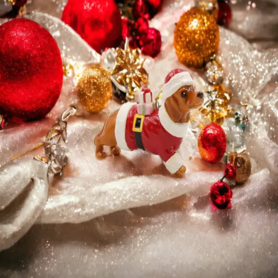 Ceramic Dachshund Santa Dog Christmas Tree Ornament, Home Décor, Gift for Her, Gift for Mom, Kitchen Décor, Dog Lover Gift, Pet Loss Gift {1}