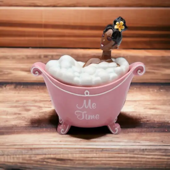 Ceramic African American Lady Me Time Jewelry Box, Home Décor, Gift for Her, Mom, Friend, or Coworker, Vanity Décor {2}