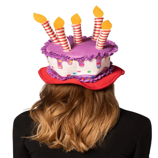 Birthday Cake Hat Costume, Adult One Size Purple, red & white {2}