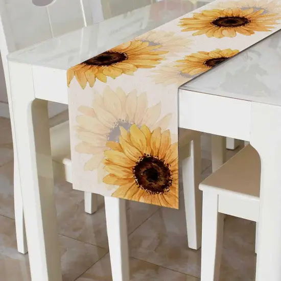 Sunflower Table Runner Linen Fall Rustic Kitchen Dining Home Summer {4}
