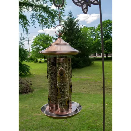 Copper Metal Port Wild Bird Feeder 10lbs Capacity with Perches {5}