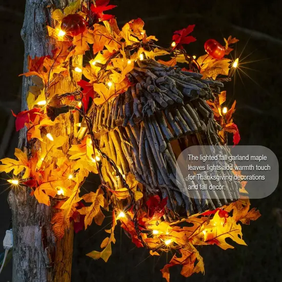 Thanksgiving Decorations Maple Leaf String Lights Plug in 120V {3}