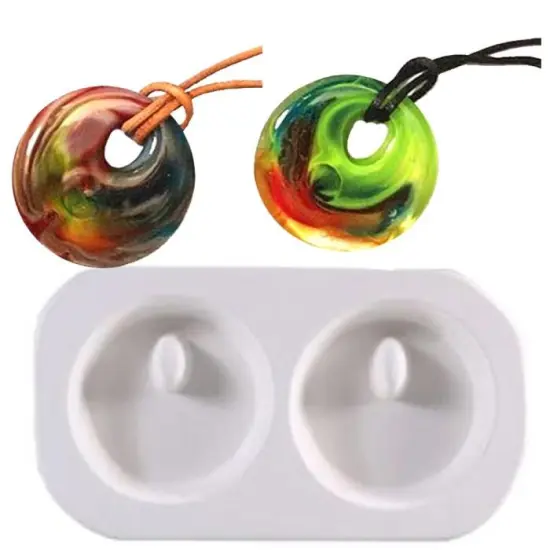5.5&rdquo; x 3.25" x 1" Two Holey Circles Frit Casting Glass Fusing Kiln Mold {1}