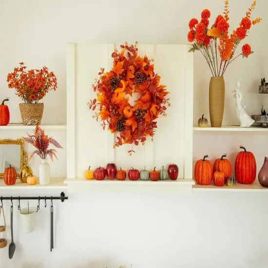 18 Inch Fall Wreath - Pumpkin {3}