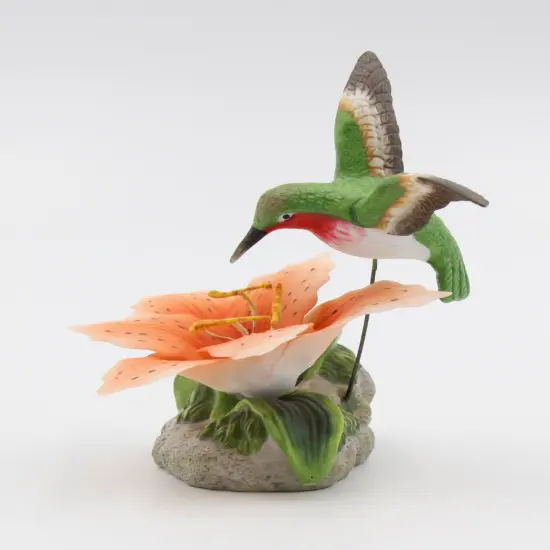 Ceramic Hummingbird with Lily Flower Figurine, Home D&eacute;cor, Gift for Her, Gift for Mom, Nature Lover Gift, Birdwatcher Gift {6}