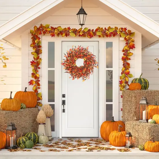 25" Fall Wreaths - Red & Yellow {4}