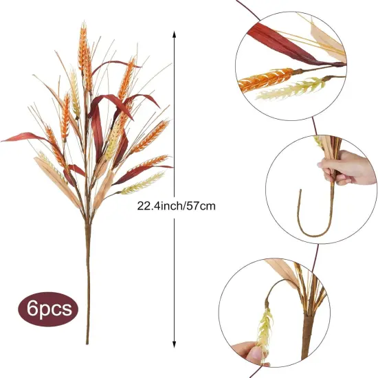 6 Pcs Fall Leaves Stems - 22.4" {2}