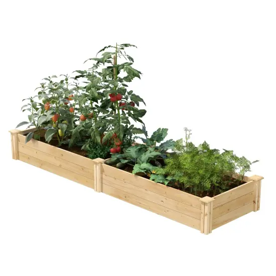 Brown Pine Wood 2x8 Ft Raised Garden Bed Planter Frame Kit {2}