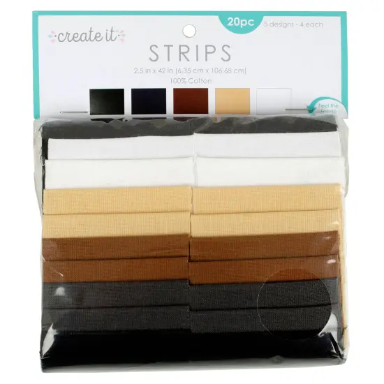 Fabric Editions Create It Assortment 2.5"X42" 20Pkg-5 Each Of 4 Designs -Neutral Solids {1}