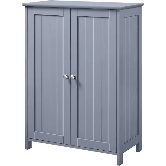 Gray Wood 2-Door Freestanding Bathroom Floor Cabinet Kitchen Storage Cupboard {1}