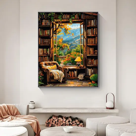 Bookshelf Paint by Numbers Kit for Adults Beginner,16x20 Inchs {2}