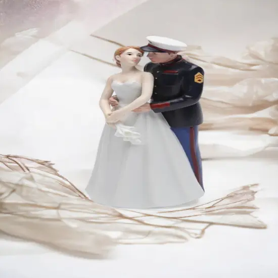 Ceramic Bride and Marine Groom Wedding Couple Figurine, Gift for Veteran, Wedding D&eacute;cor, Wedding Gift, Anniversary D&eacute;cor, Anniversary Gift {2}