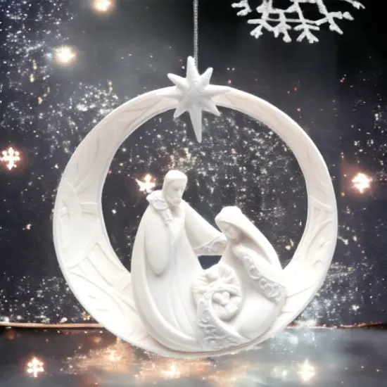 Ceramic Holy Family Ornament, Home Décor, Religious Décor, Religious Gift, Church Décor, Baptism Gift, Christmas Decor {1}