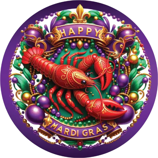 Happy Mardi Gras Crawdad Round Sign {2}