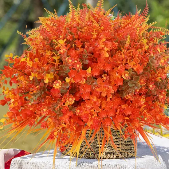 16pcs Orange Autumn Artificial Flowers {2}