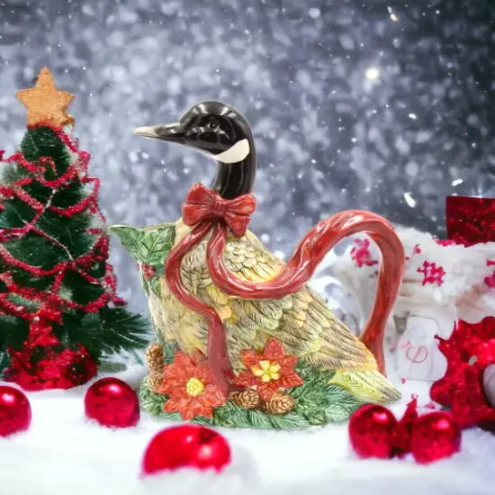 Ceramic Christmas Goose Pitcher, Home D&eacute;cor, Gift for Her, Gift for Mom, Farmhouse Kitchen D&eacute;cor, Christmas D&eacute;cor {2}