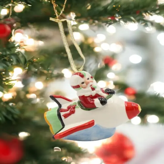 Ceramic Christmas Santa Rocket Ornament, Home D&eacute;cor, Gift for Her, Gift for Mom, Kitchen D&eacute;cor, Christmas D&eacute;cor {1}