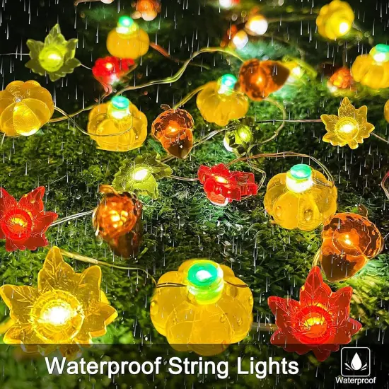 [8 Mode & Timer] 60LED 20Ft Fall Lights Pumpkin Maple Lights {3}