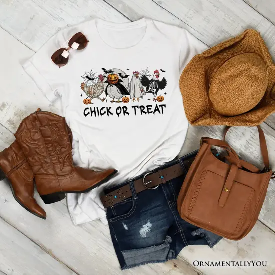 Chick or Treat Spooky T-Shirt, Halloween Chicken Tee for Country Life Enjoyers {6}