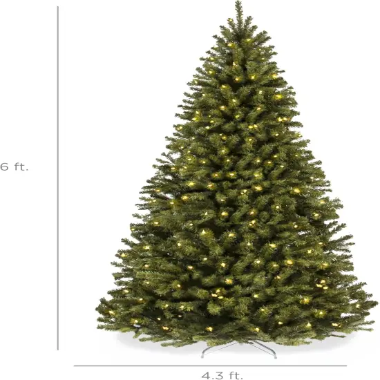 Pre Lit Artificial Spruce Christmas Tree - Easy Assembly & Foldable Base White Lights {12}