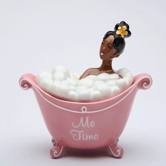 Ceramic African American Lady Me Time Jewelry Box, Home Décor, Gift for Her, Mom, Friend, or Coworker, Vanity Décor {3}