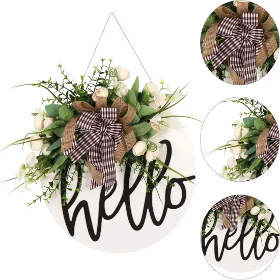 Welcome sign for front door Round Wood Sign Hanging Welcome Sign for Farmhouse porch Spring Welcome Sign Front Door Decoration {4}