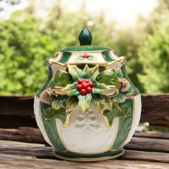 Ceramic Holly Candy Jar, Christmas Decor, Gift for Her {2}