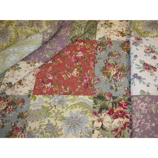 Garden Color Patchwork Cotton Quilt Throw 50 x 60 Inches {3}