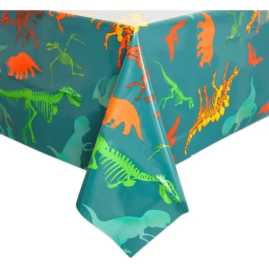 3 Pack Dinosaur Tablecloth for Birthday Party Supplies, Baby Showers, Classroom Party, Disposable Table Cover, Green (54 x 108 In) {4}