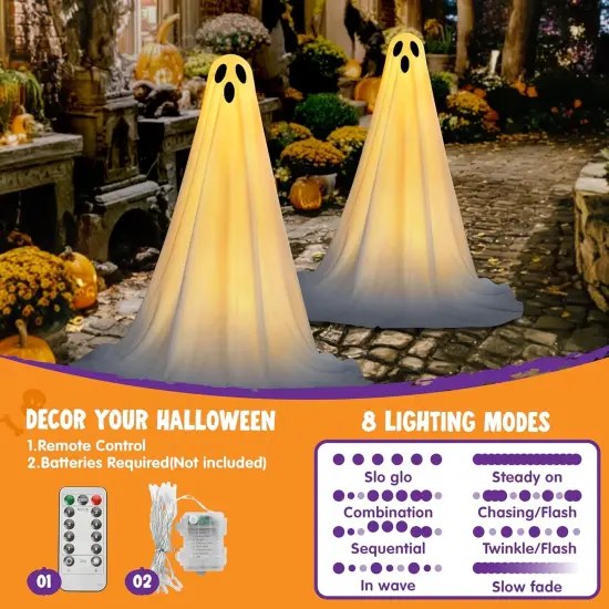 47'' Halloween Decorations Outdoor Light Up Ghost {2}